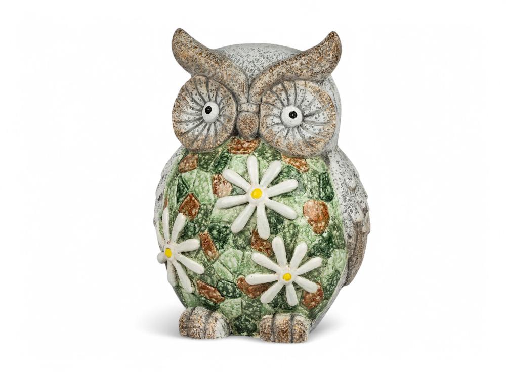 Eule Figur 31 cm mit Mosaik - Farbenfrohe Frühlingsdeko